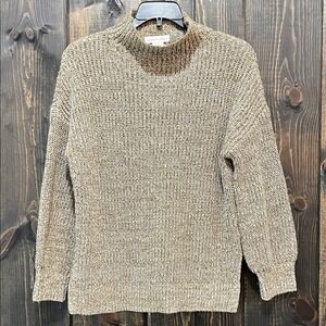 Cupcakes and Cashmere Marled Sweater XS‎ Green Cream Mock Oversized Cozy Chunky